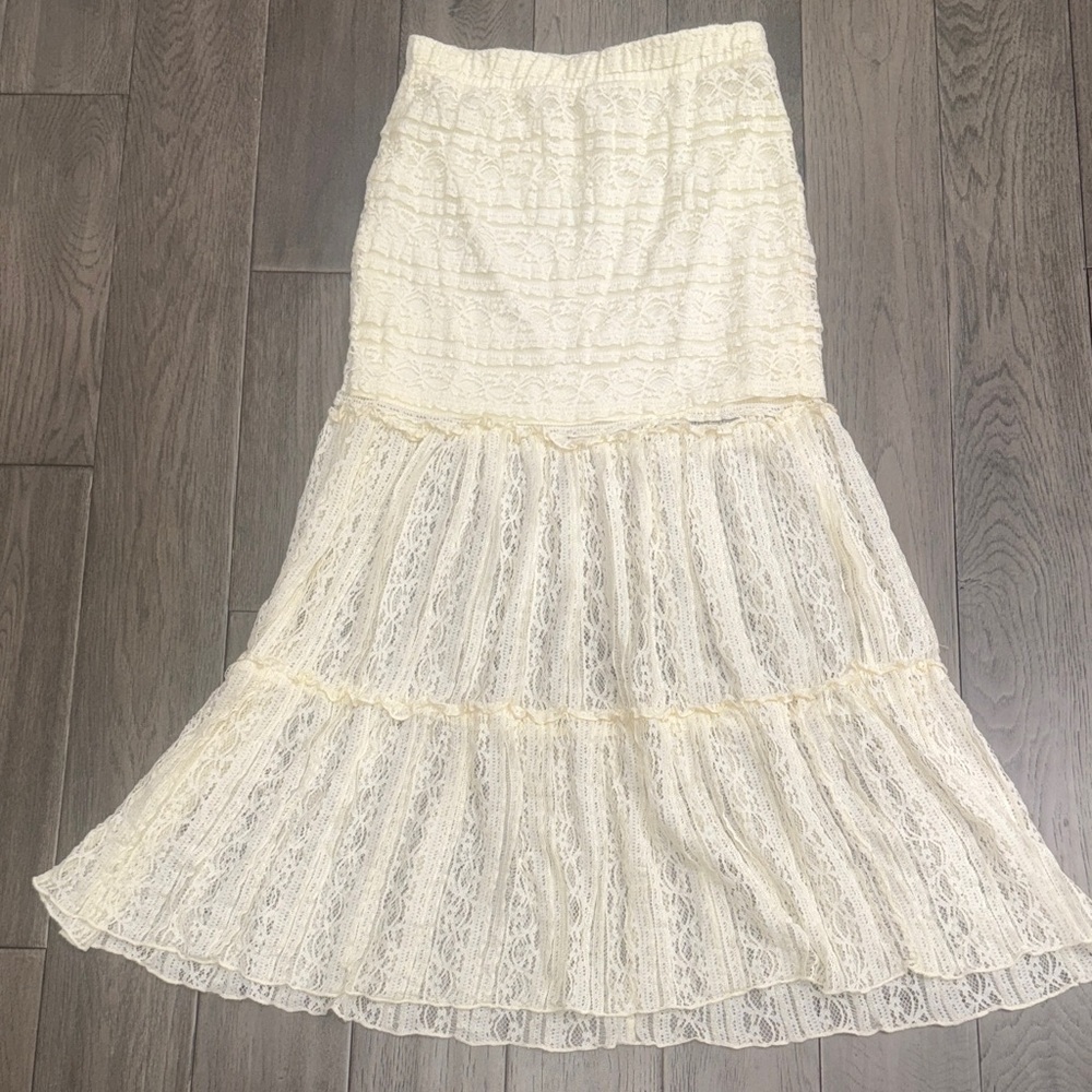 VENUS Elegant Cream/ivory  Lace Maxi/midi Skirt